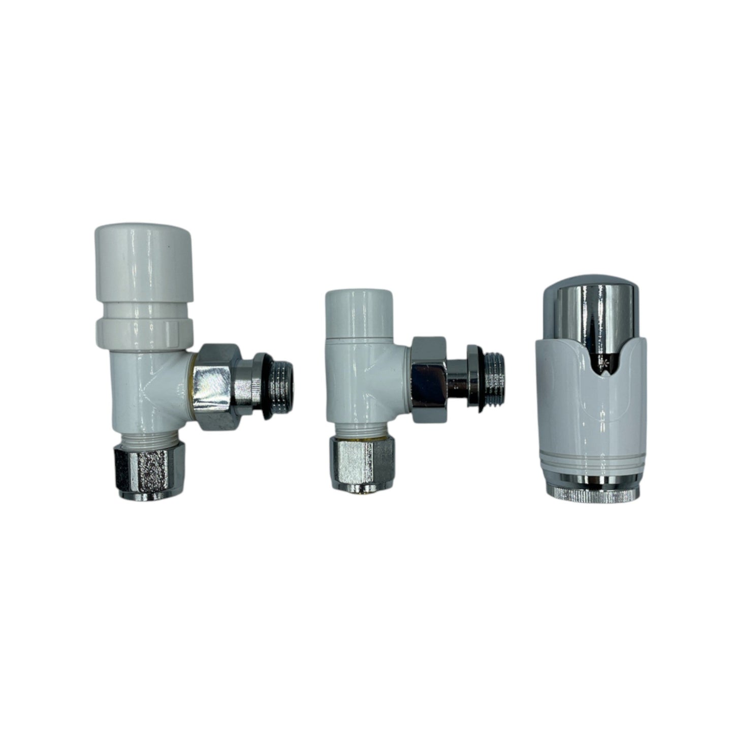 Kit Termostatico + Detentore con Raccordi 16×2 – Disponibile in Bianco e Cromo - IDRAULICAMENTEKit Termostatico + Detentore con Raccordi 16×2 – Disponibile in Bianco e Cromo
