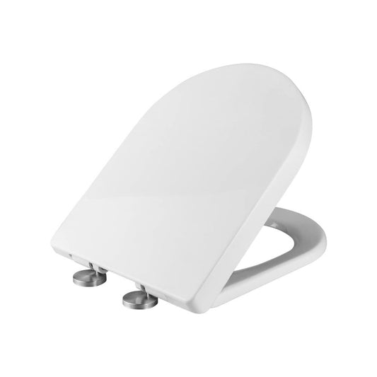 Sedile WC Universale D - Shape con Chiusura Ammortizzata – Bianco, Montaggio Rapido in Plastica Antibatterica - IDRAULICAMENTESedile WC Universale D - Shape con Chiusura Ammortizzata – Bianco, Montaggio Rapido in Plastica Antibatterica